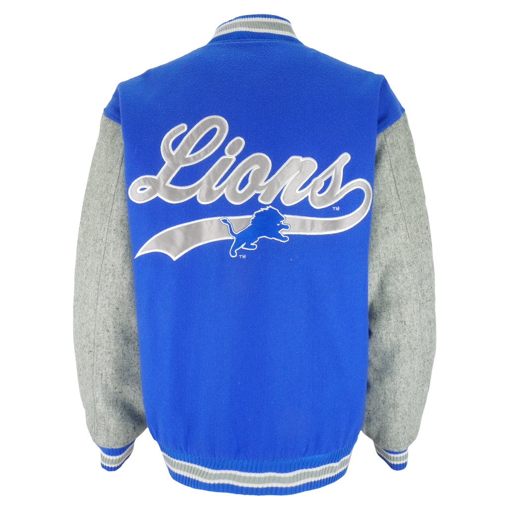 NFL (Logo 7) - Detroit Lions Varsity Jacket 1990s Large Vintage Retro Football