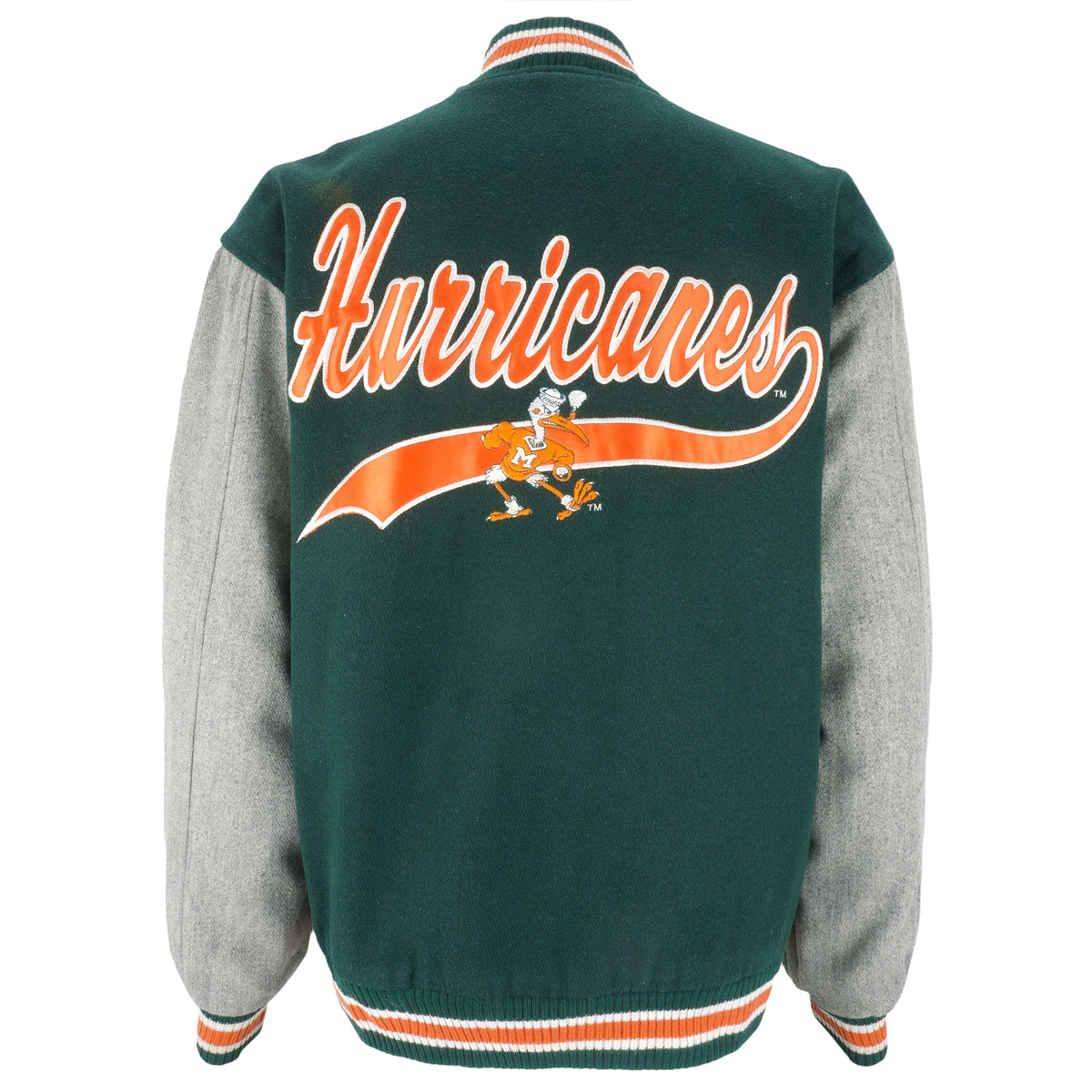 NCAA (Logo Athletic) - Miami Hurricanes Button-Up Varsity Jacket 1990s Large Vintage Football College