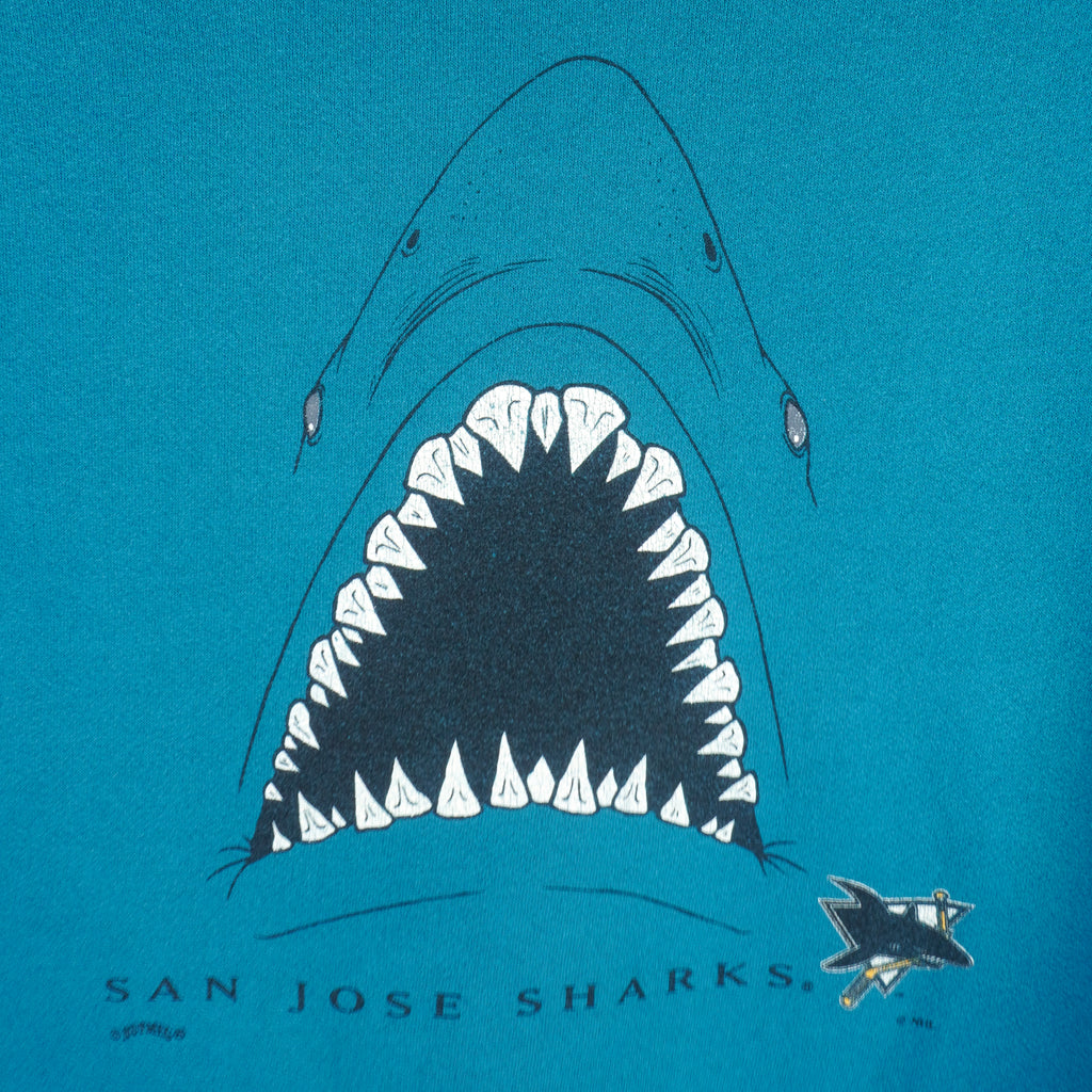 NHL (Nutmeg) - San Jose Sharks Crew Neck Sweatshirt 1990s X-Large Vintage Retro Hockey