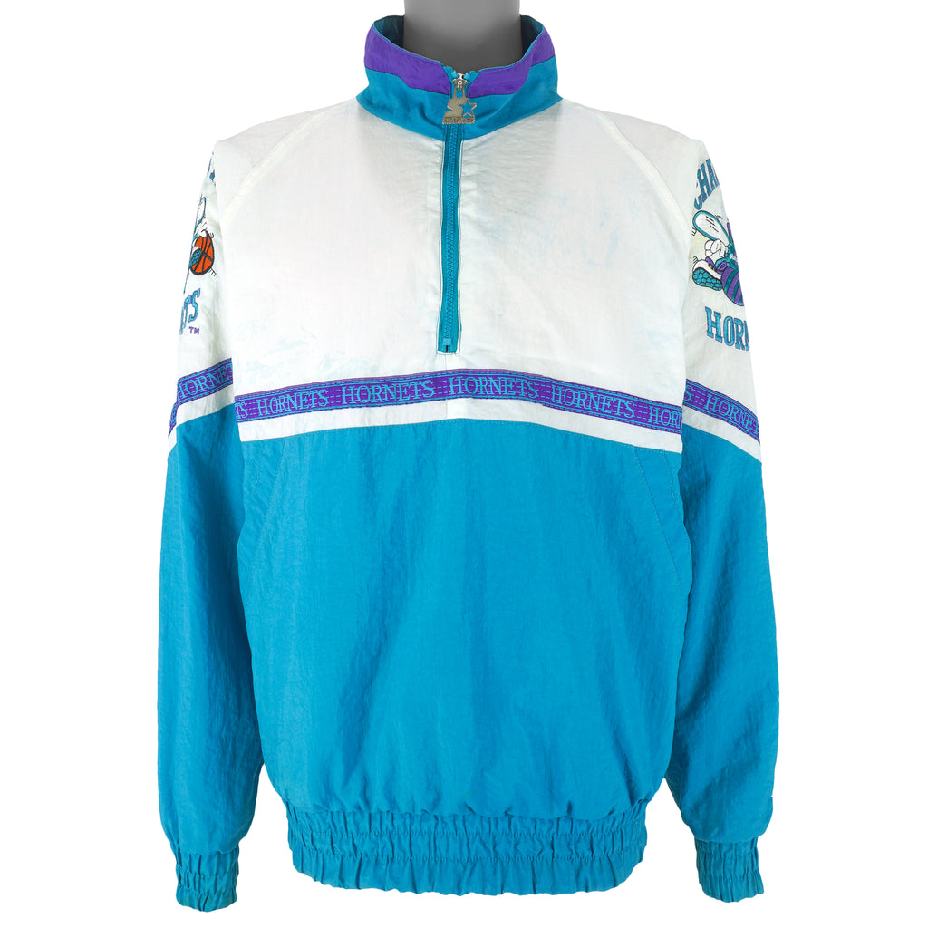Starter - Charlotte Hornets 1/4 Zip Windbreaker 1990s Large Vintage Retro Basketball