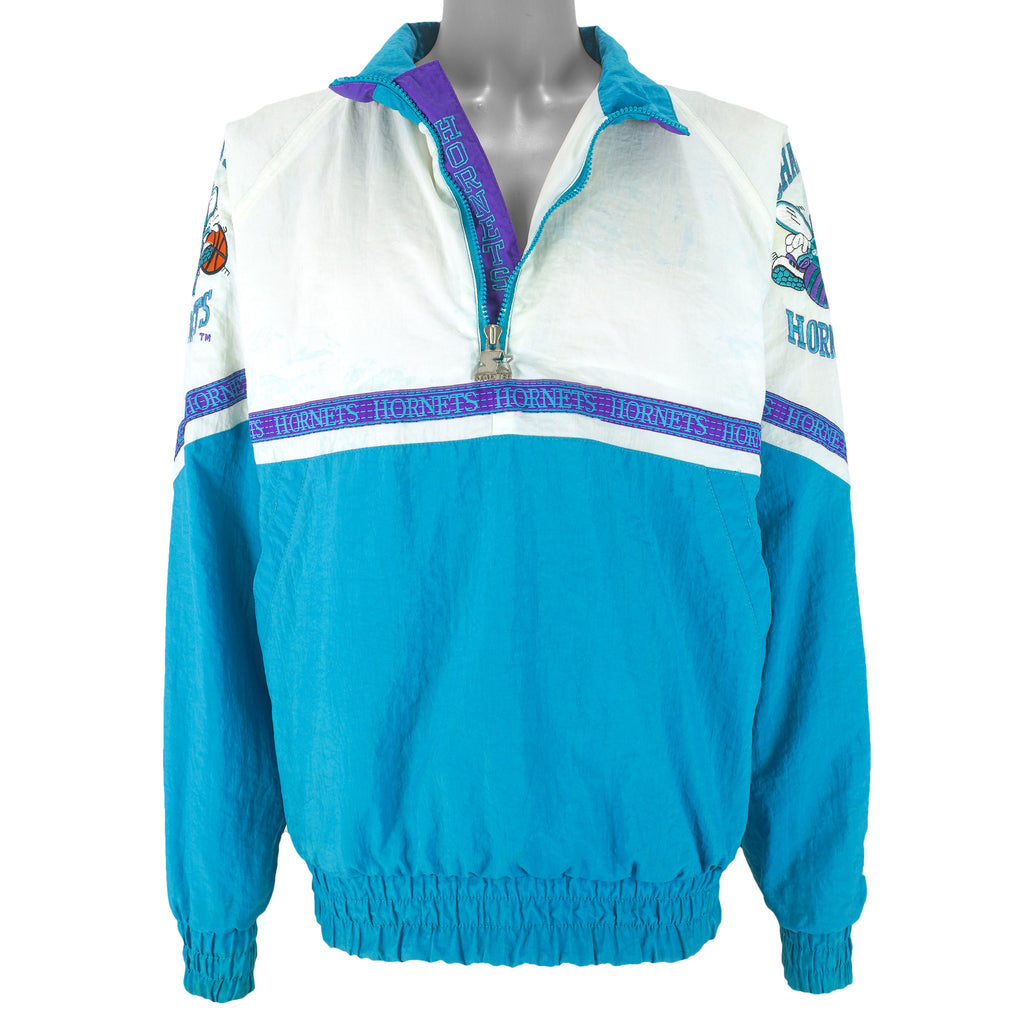 Starter - Charlotte Hornets 1/4 Zip Windbreaker 1990s Large Vintage Retro Basketball