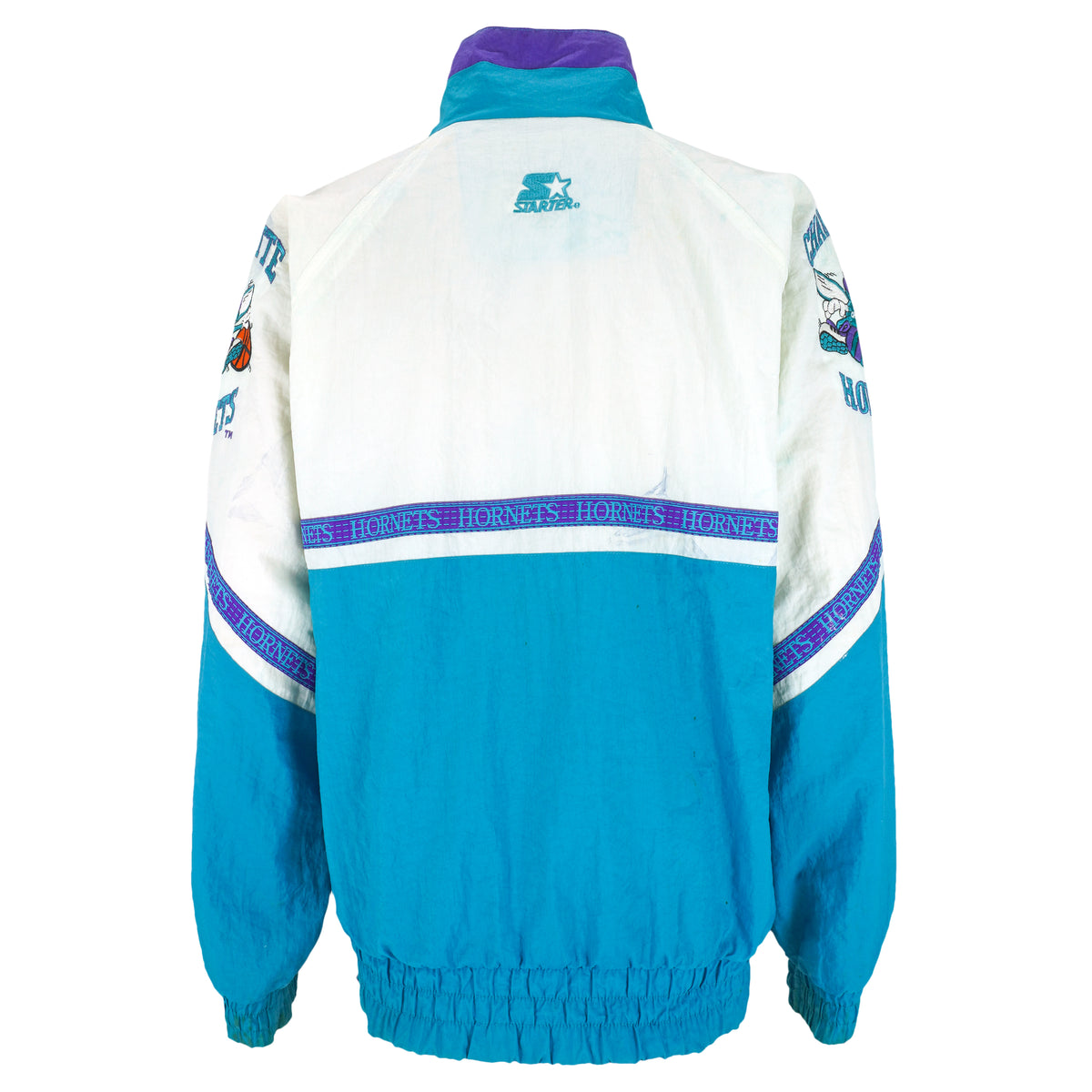 Starter - Charlotte Hornets 1/4 Zip Windbreaker 1990s Large Vintage Retro Basketball