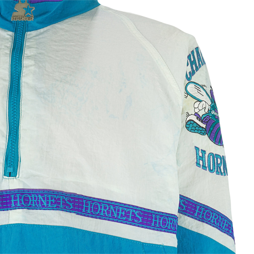 Starter - Charlotte Hornets 1/4 Zip Windbreaker 1990s Large Vintage Retro Basketball
