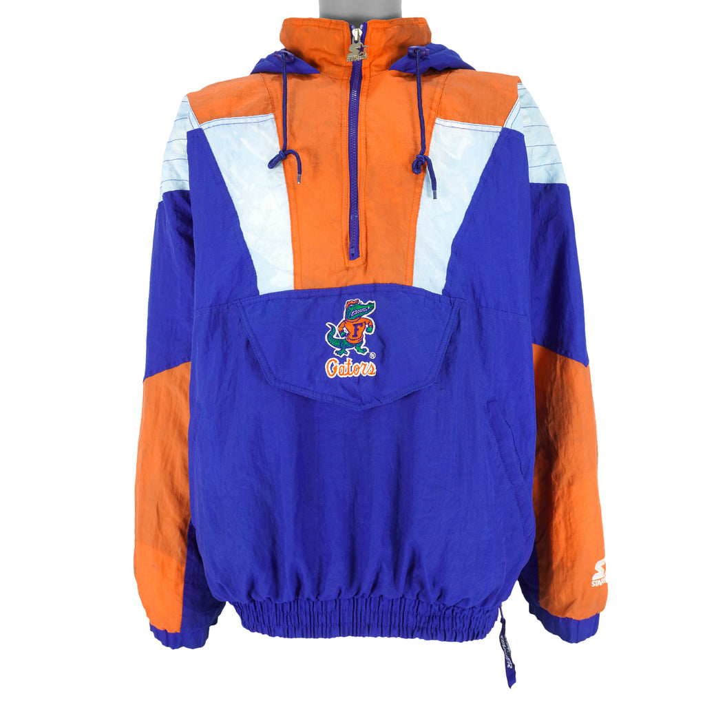 Starter - Florida Gators 1/4 Zip Hooded Jacket 1990s Large Vintage Retro