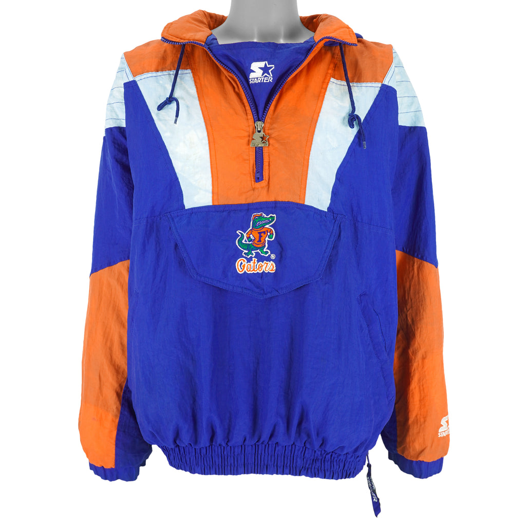 Starter - Florida Gators 1/4 Zip Hooded Jacket 1990s Large Vintage Retro