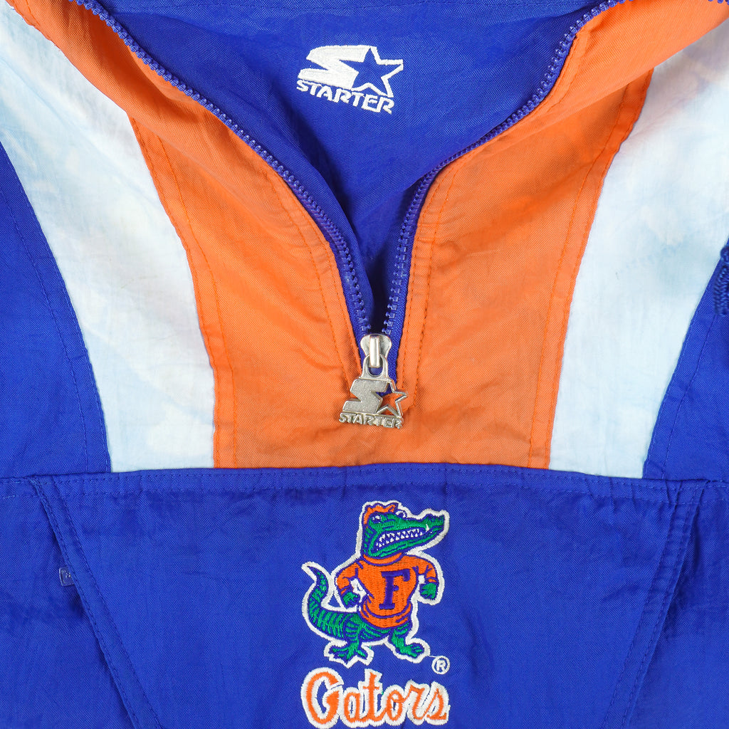 Starter - Florida Gators 1/4 Zip Hooded Jacket 1990s Large Vintage Retro