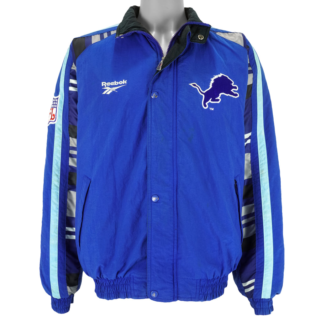 Reebok - Detroit Lions Zip & Button-Up Jacket 1990s Medium Vintage Retro Football