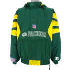 Starter - Green Bay Packers Hooded Warm Jacket 1990s Large Vintage Retro Football