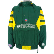 Starter - Green Bay Packers Hooded Warm Jacket 1990s Large Vintage Retro Football