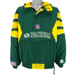 Starter - Green Bay Packers Hooded Warm Jacket 1990s Large Vintage Retro Football