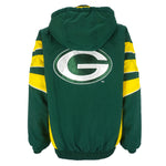 Starter - Green Bay Packers Hooded Warm Jacket 1990s Large Vintage Retro Football