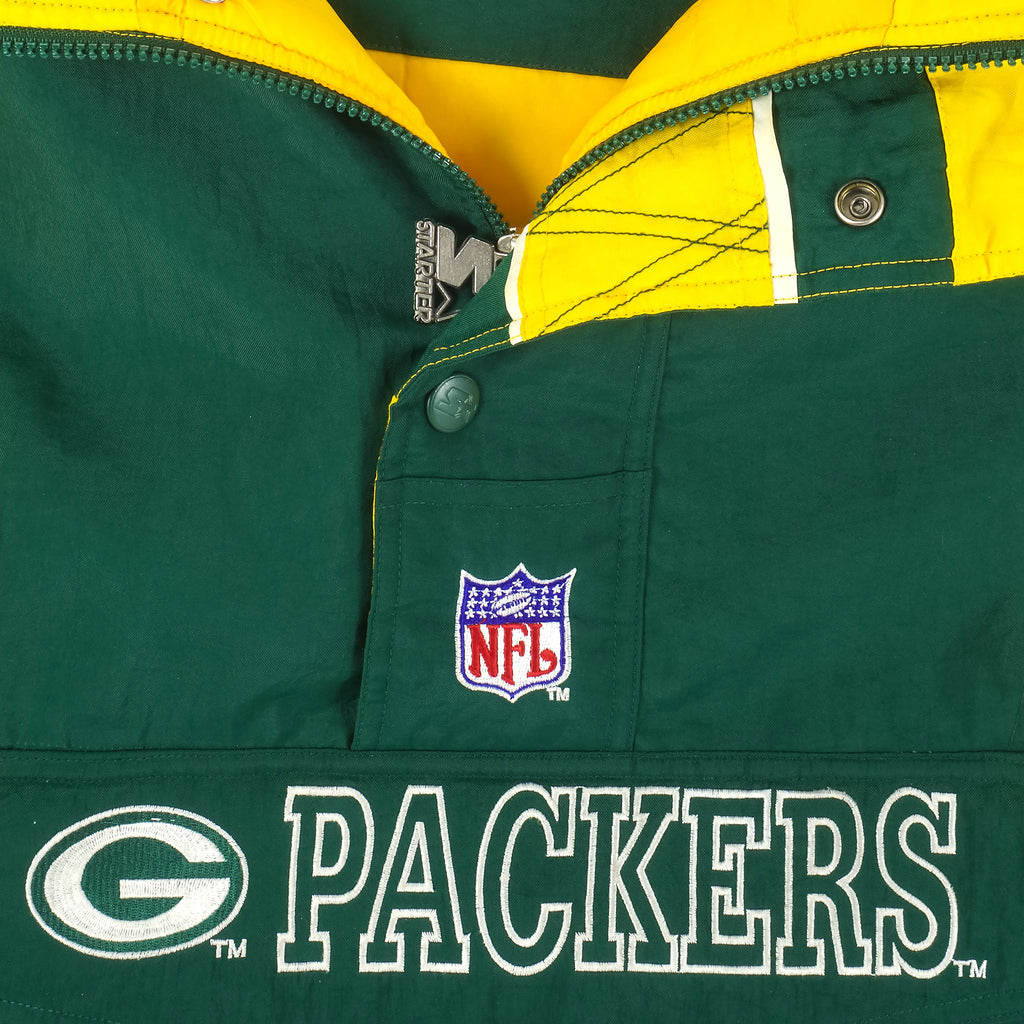 Starter - Green Bay Packers Hooded Warm Jacket 1990s Large Vintage Retro Football
