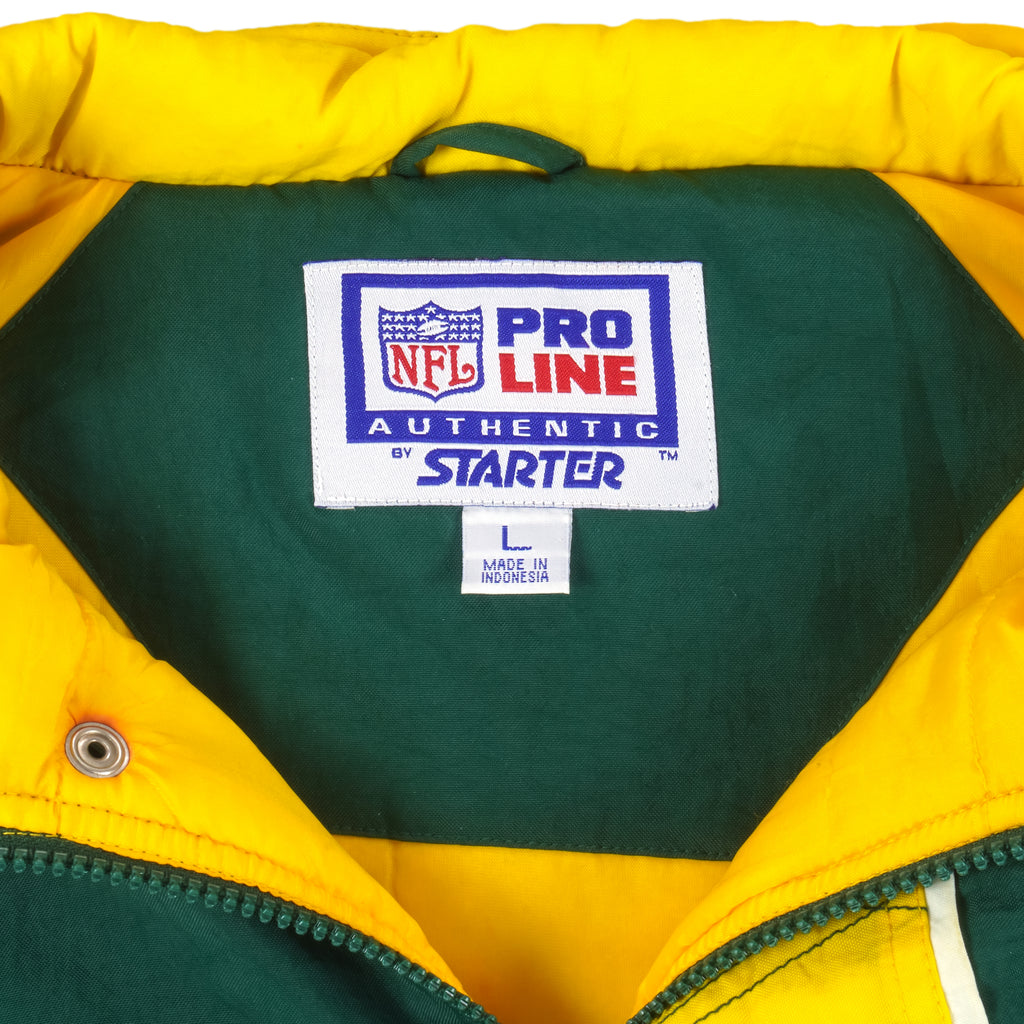 Starter - Green Bay Packers Hooded Warm Jacket 1990s Large Vintage Retro Football