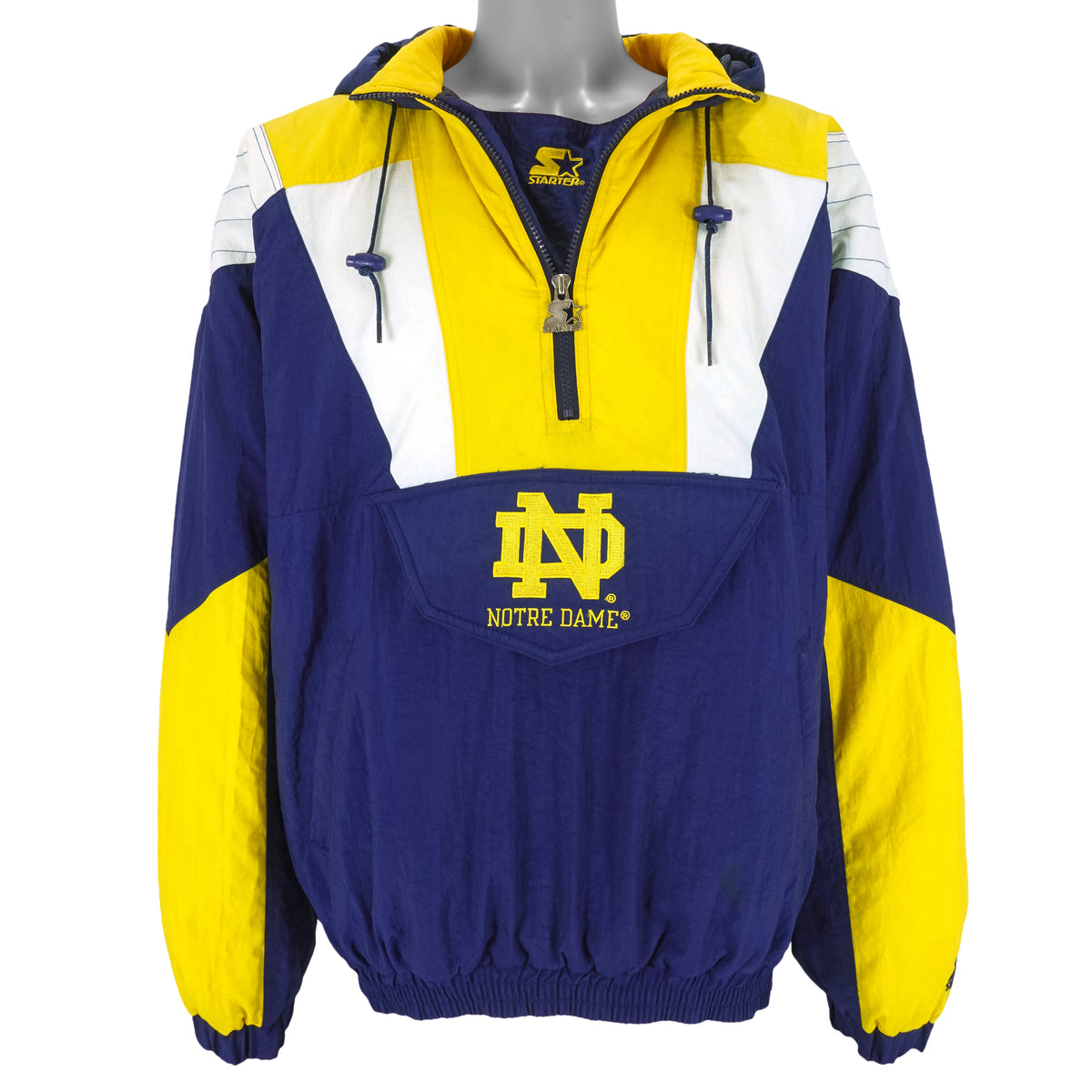 Starter - Notre Dame Fighting Irish Pullover Hooded Jacket 1990s X-Large Vintage Retro Football