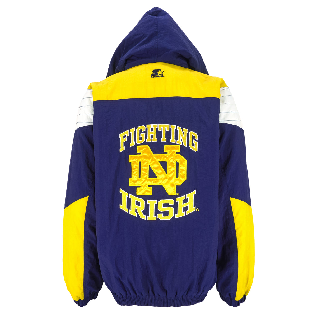 Starter - Notre Dame Fighting Irish Pullover Hooded Jacket 1990s X-Large Vintage Retro Football