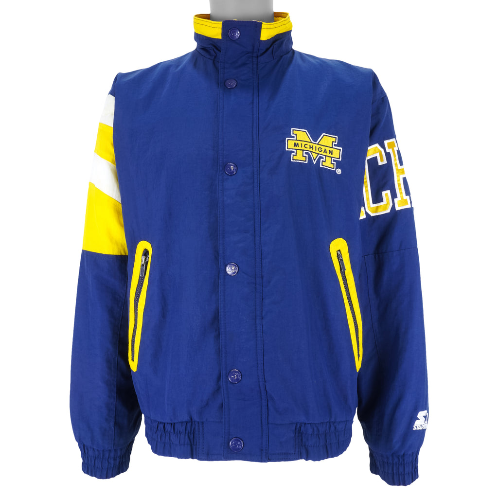 Starter - Michigan Wolverines Zip & Button-Up Jacket 1990s Small Vintage Retro