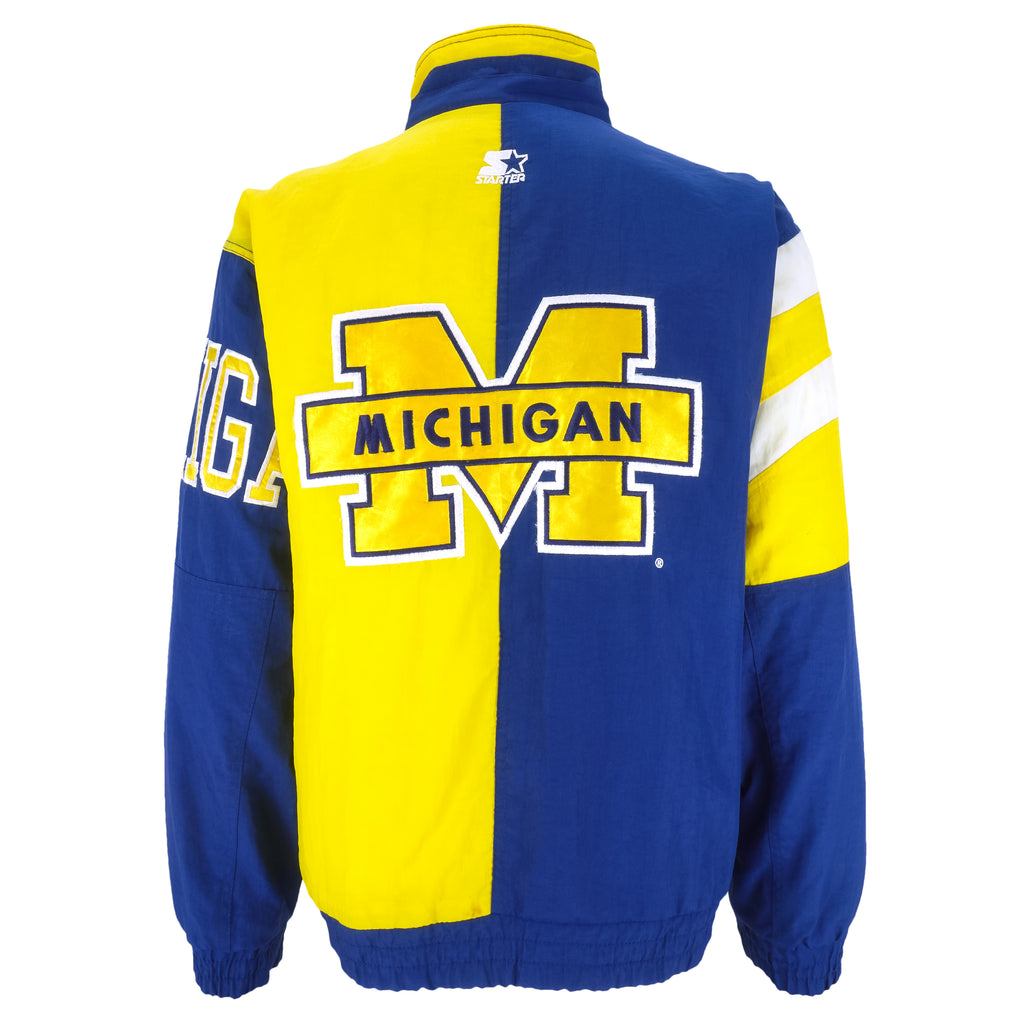 Starter - Michigan Wolverines Zip & Button-Up Jacket 1990s Small Vintage Retro