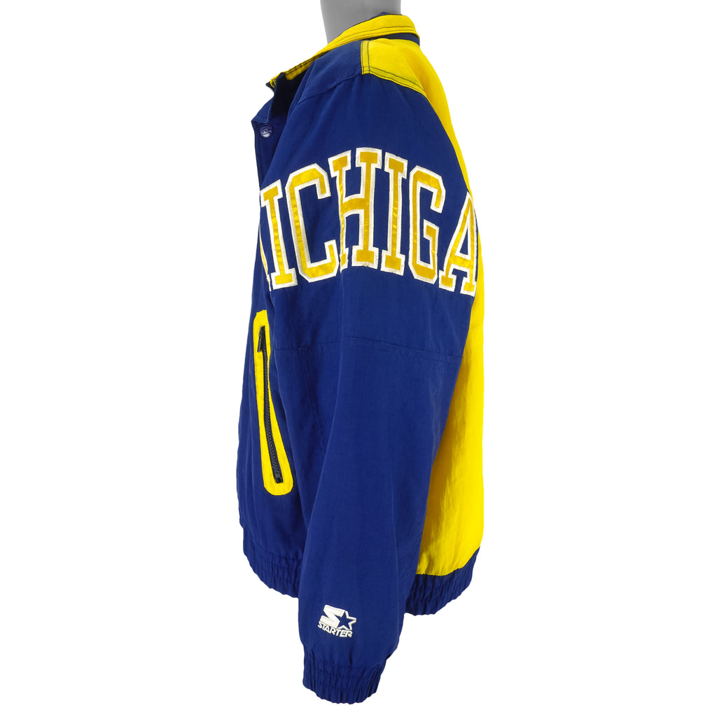 Starter - Michigan Wolverines Zip & Button-Up Jacket 1990s Small Vintage Retro