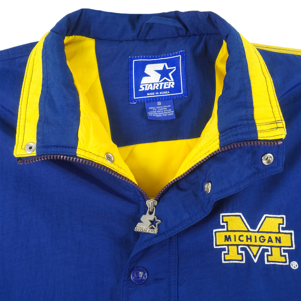 Starter - Michigan Wolverines Zip & Button-Up Jacket 1990s Small Vintage Retro