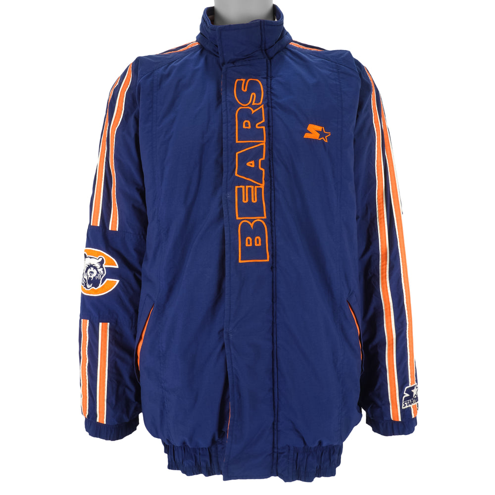 Starter - Blue Chicago Bears Zip-Up Jacket 1990s Large Vintage Retro Football