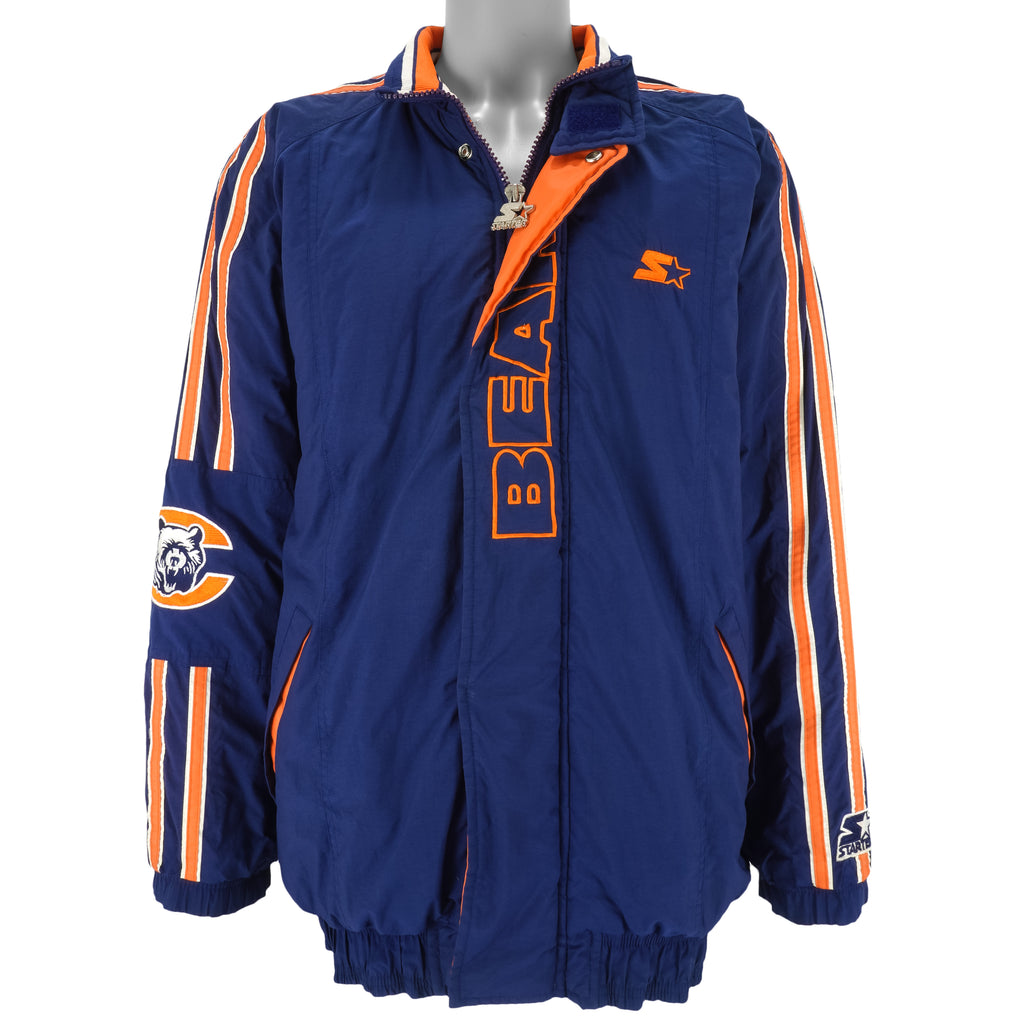 Starter - Blue Chicago Bears Zip-Up Jacket 1990s Large Vintage Retro Football