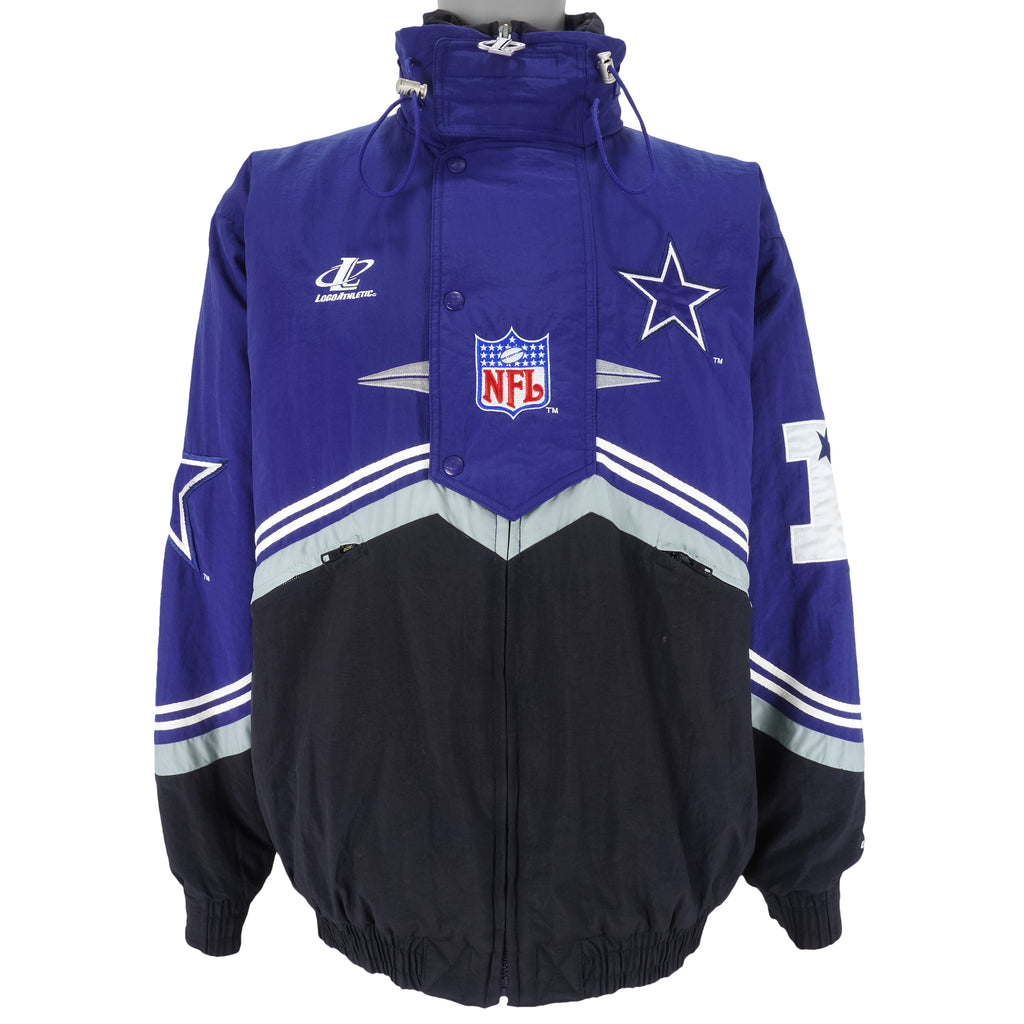 NFL (Logo Athletic) - Dallas Cowboys 1/4 Zip & Button Jacket 1990s Large Vintage Retro Football 
