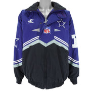 NFL (Logo Athletic) - Dallas Cowboys 1/4 Zip & Button Jacket 1990s Large Vintage Retro Football 