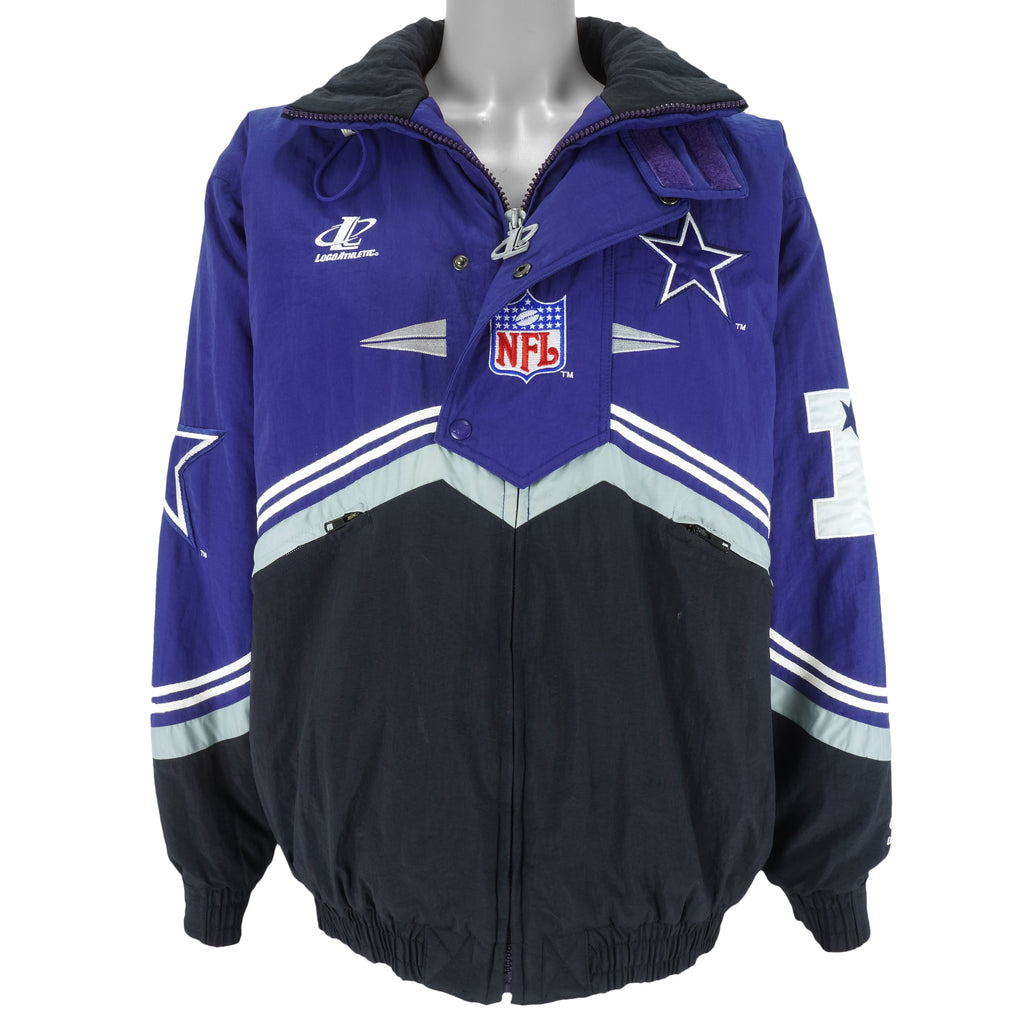 NFL (Logo Athletic) - Dallas Cowboys 1/4 Zip & Button Jacket 1990s Large Vintage Retro Football 