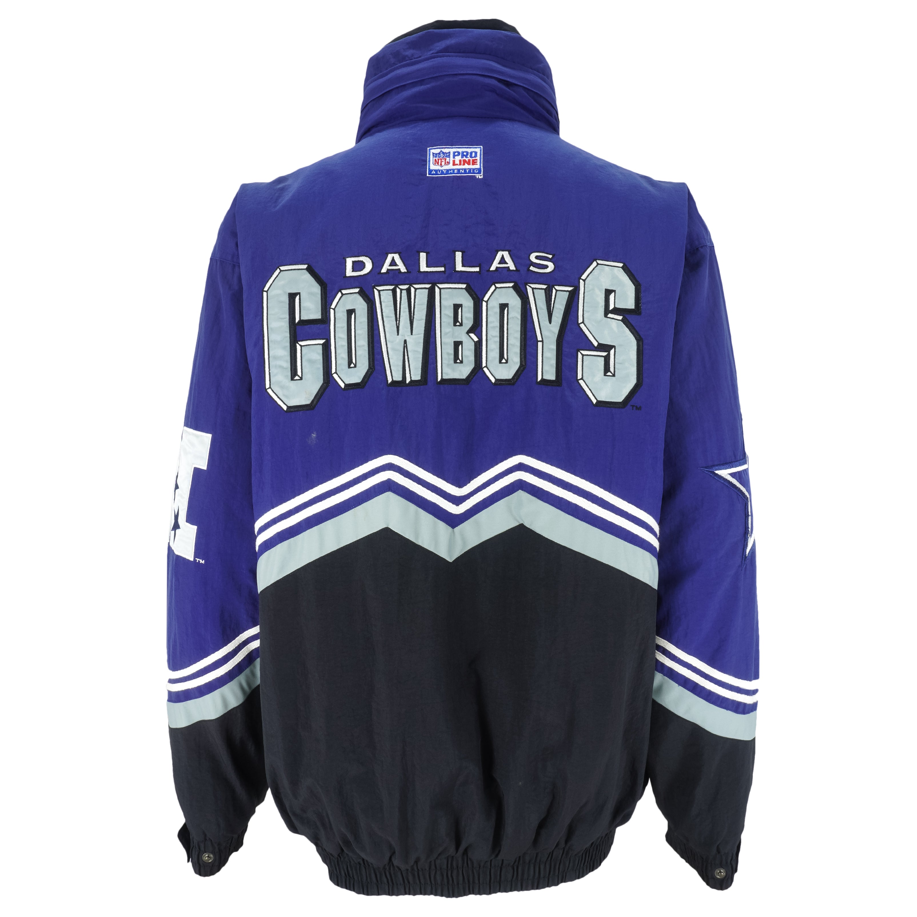 NFL (Logo Athletic) - Dallas Cowboys 1/4 Zip & Button Jacket 1990s Large Vintage Retro Football 