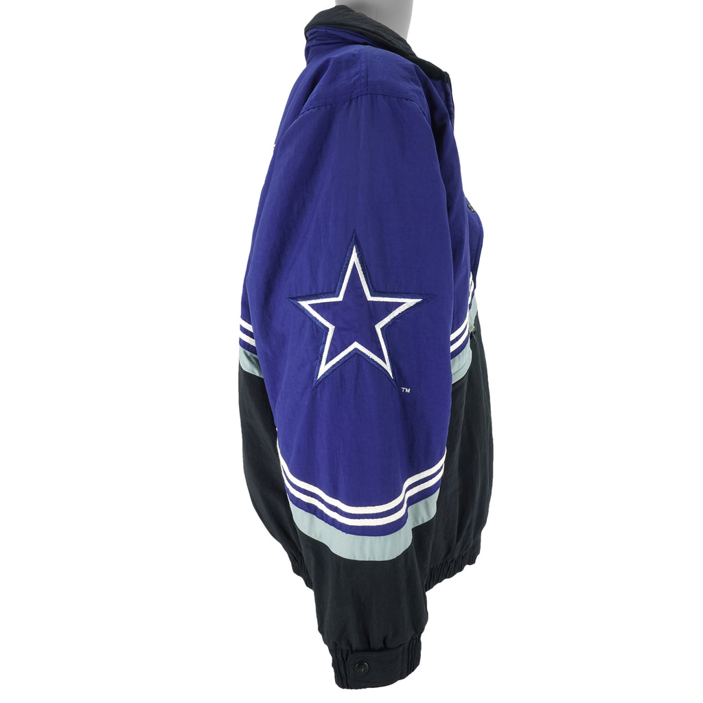 NFL (Logo Athletic) - Dallas Cowboys 1/4 Zip & Button Jacket 1990s Large Vintage Retro Football 
