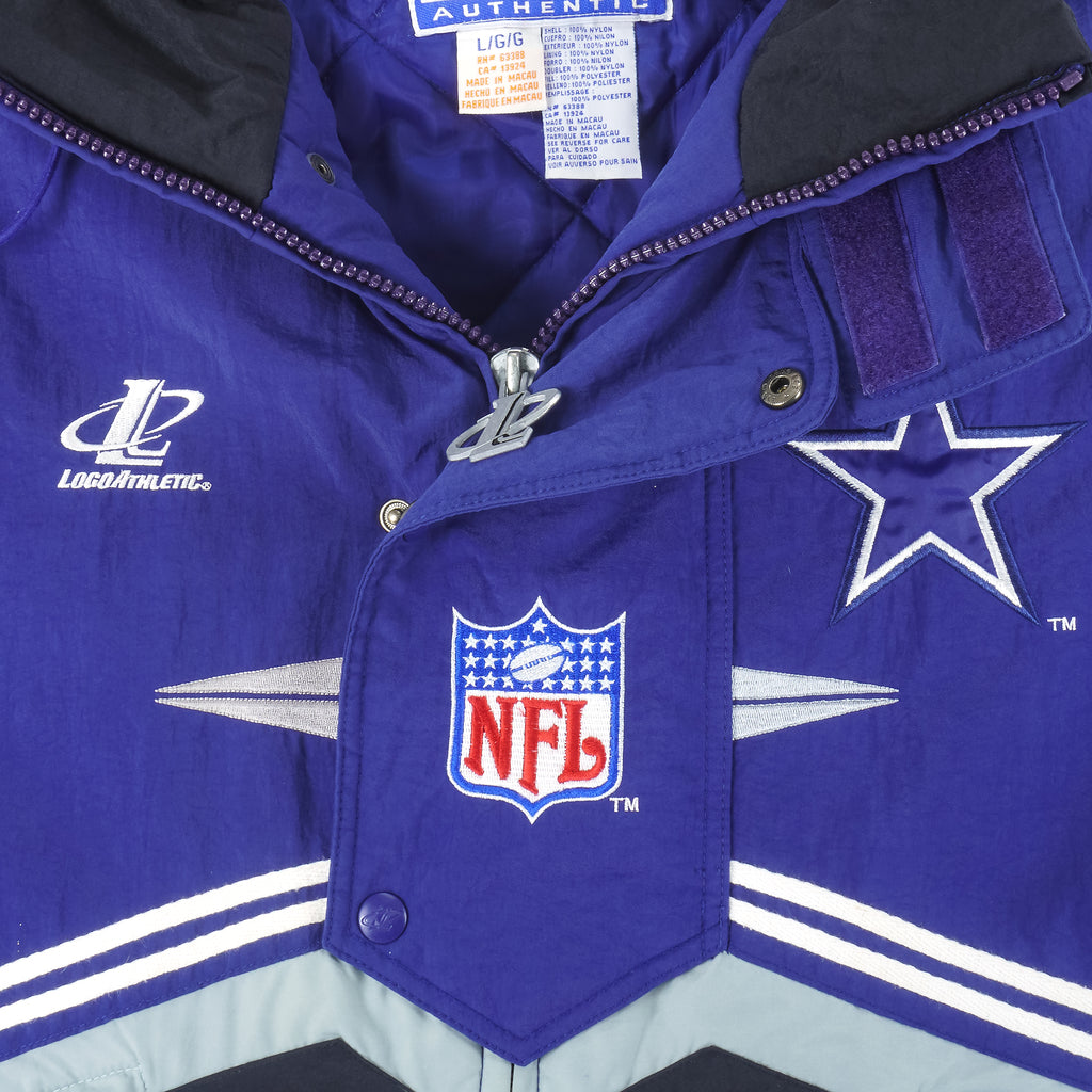 NFL (Logo Athletic) - Dallas Cowboys 1/4 Zip & Button Jacket 1990s Large Vintage Retro Football 