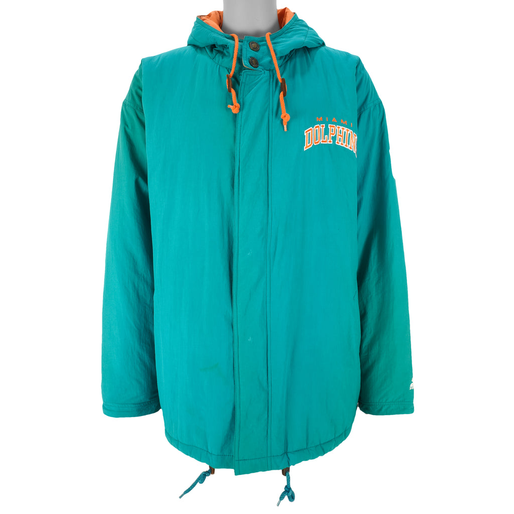 Starter - Miami Dolphins Zip-Up Hooded Jacket 1990s X-Large Vintage Retro Football