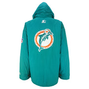 Starter - Miami Dolphins Zip-Up Hooded Jacket 1990s X-Large Vintage Retro Football