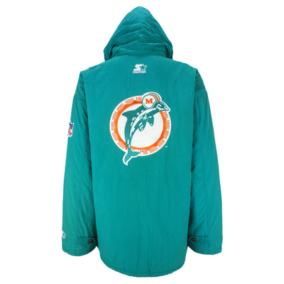 Starter - Miami Dolphins Zip-Up Hooded Jacket 1990s X-Large