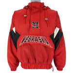 Starter - Nebraska Huskers 1/2 Zip Hooded Jacket 1990s Small Vintage Retro