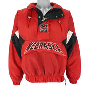 Starter - Nebraska Huskers 1/2 Zip Hooded Jacket 1990s Small Vintage Retro