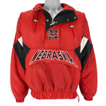 Starter - Nebraska Huskers 1/2 Zip Hooded Jacket 1990s Small Vintage Retro