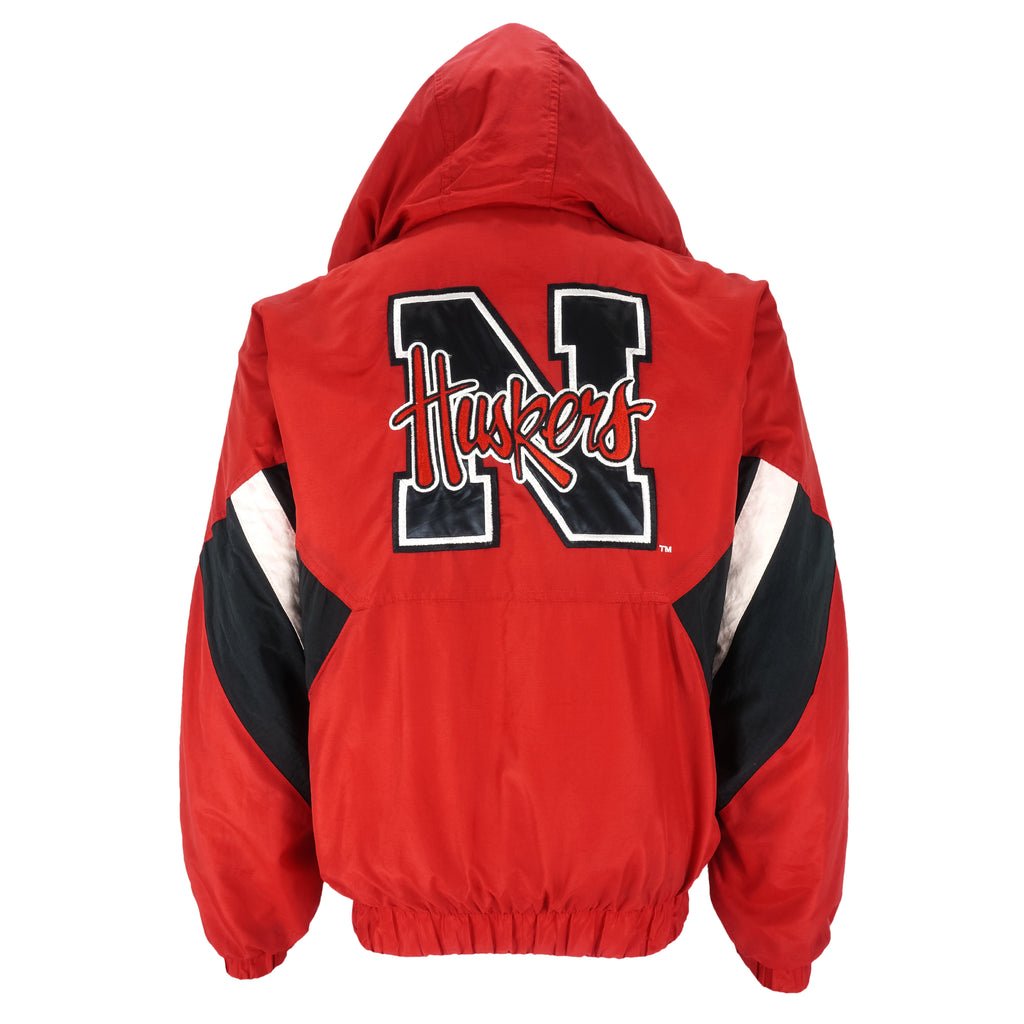 Starter - Nebraska Huskers 1/2 Zip Hooded Jacket 1990s Small Vintage Retro