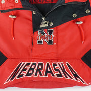Starter - Nebraska Huskers 1/2 Zip Hooded Jacket 1990s Small Vintage Retro