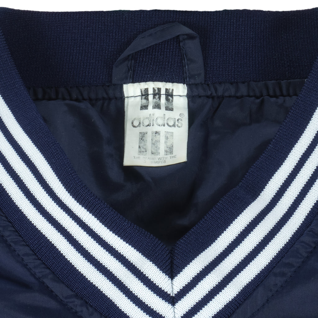 Adidas - Navy blue Taped Logo Pullover Windbreaker 1990s Large Vintage Retro