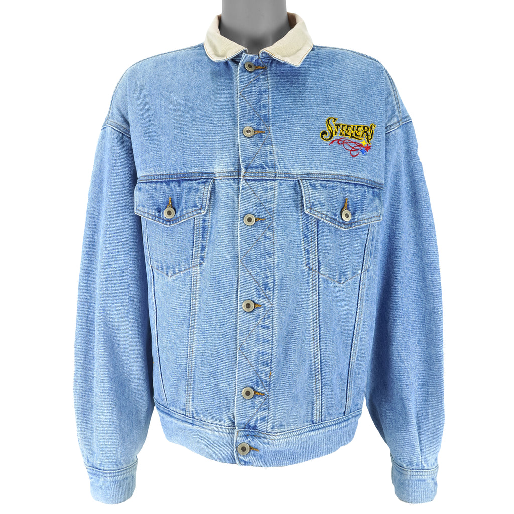 NFL - Pittsburgh Steelers Spell-Out Jean Jacket 1990s X-Large Vintage Retro Football