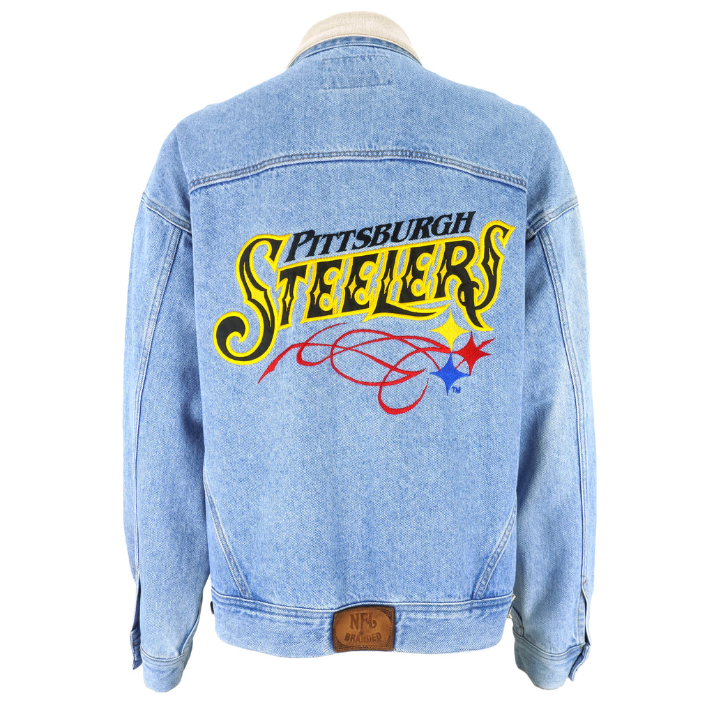 NFL - Pittsburgh Steelers Spell-Out Jean Jacket 1990s X-Large Vintage Retro Football