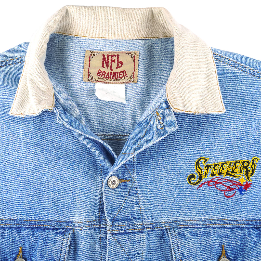NFL - Pittsburgh Steelers Spell-Out Jean Jacket 1990s X-Large Vintage Retro Football