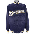 MLB (Marjestic) - Milwaukee Brewers Spell-Out Satin Jacket 1990s Large Vintage Retro Baseball