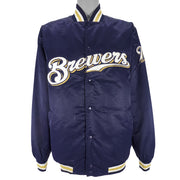 MLB (Marjestic) - Milwaukee Brewers Spell-Out Satin Jacket 1990s Large Vintage Retro Baseball