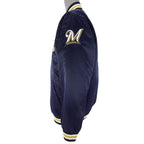 MLB (Marjestic) - Milwaukee Brewers Spell-Out Satin Jacket 1990s Large Vintage Retro Baseball
