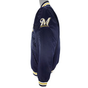 MLB (Marjestic) - Milwaukee Brewers Spell-Out Satin Jacket 1990s Large Vintage Retro Baseball