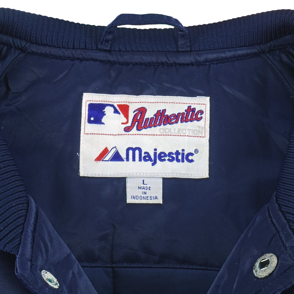 MLB (Marjestic) - Milwaukee Brewers Spell-Out Satin Jacket 1990s Large Vintage Retro Baseball
