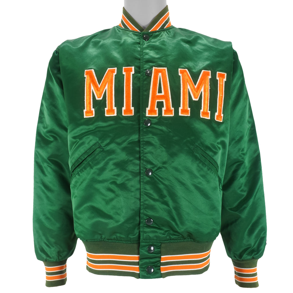 NCAA (Felco) - Miami Hurricanes Spell-Out Satin Jacket 1990s Small Vintage Retro Football College