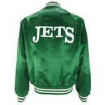 NFL (Chalkline) - New York Jets Button-Up Satin Jacket 1990s Medium Vintage Retro Football